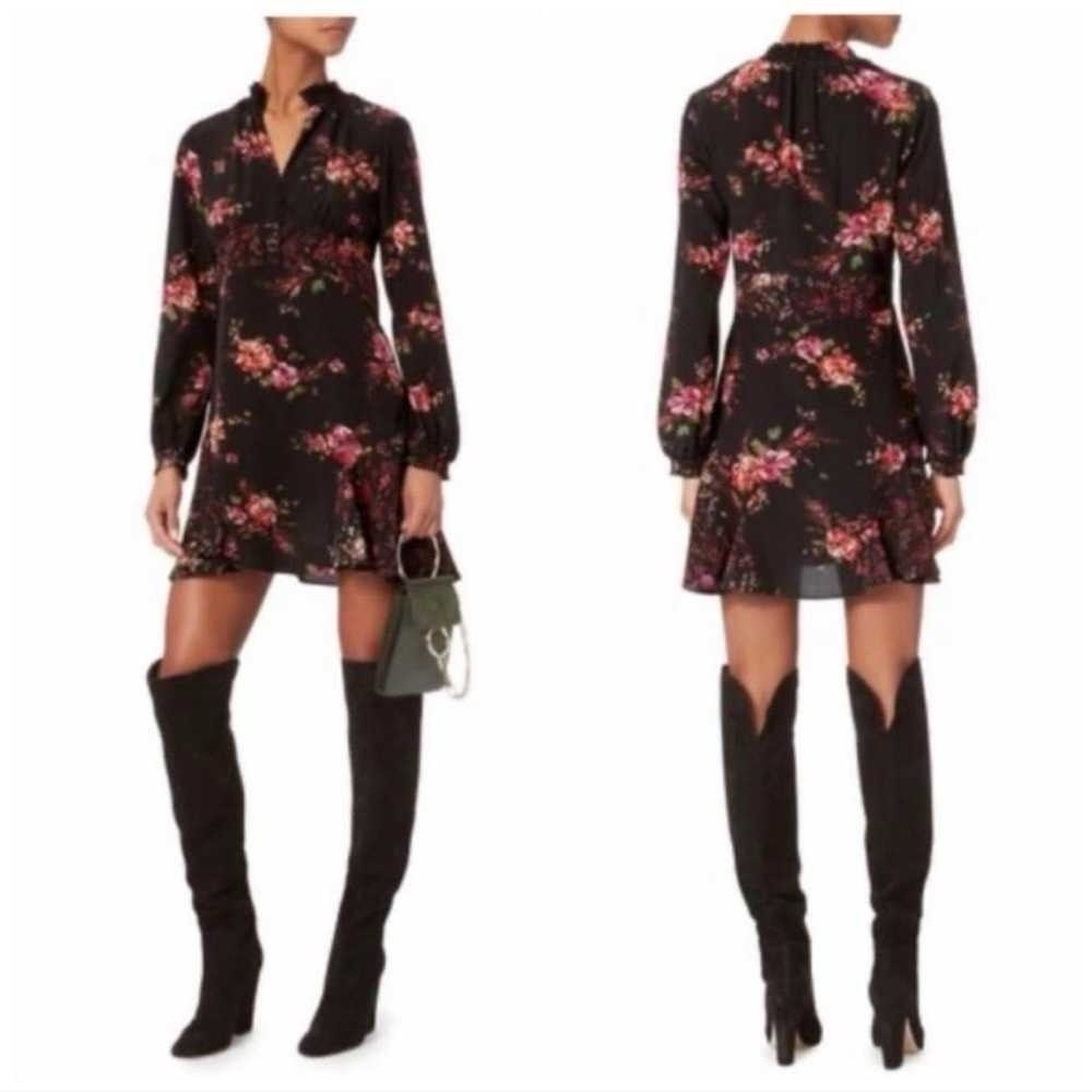 Intermix Silk Evie Floral long sleeve Dress in Black women's size 6